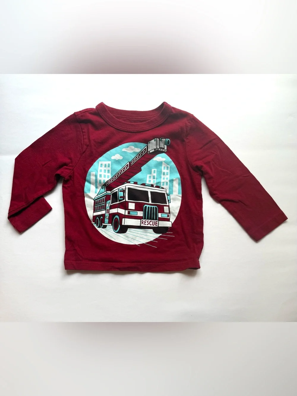 The Children's Place Burgundy Long-Sleeve Fire Truck Tee